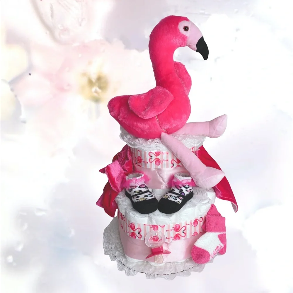 Flamingo Diaper Cake